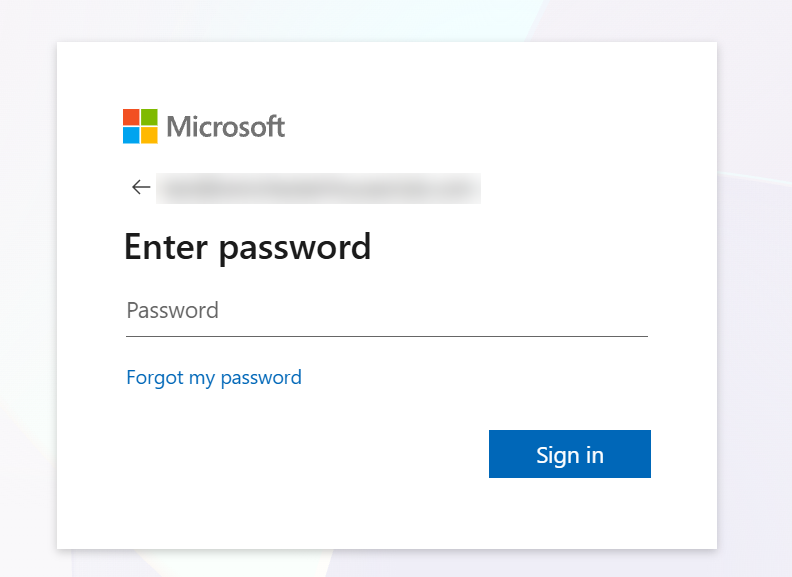 The Enter password screen