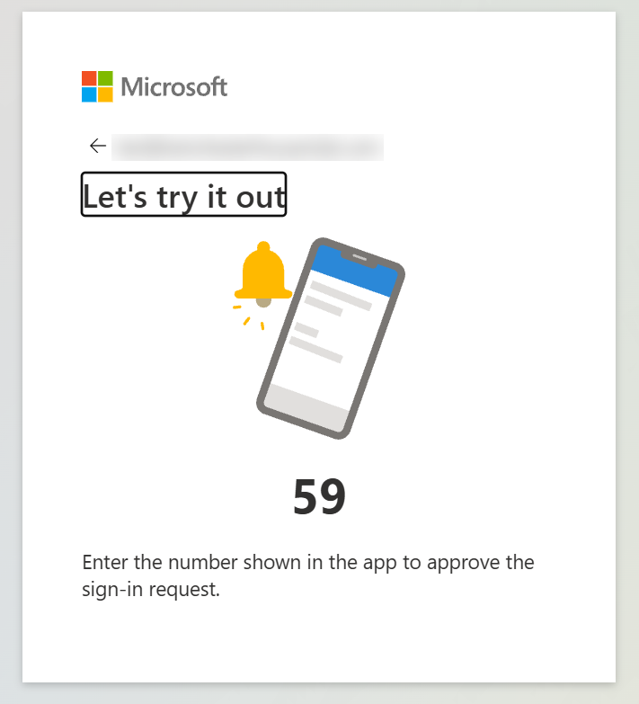 The Let's try it out screen showing the number