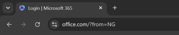 office.com typed into the address bar