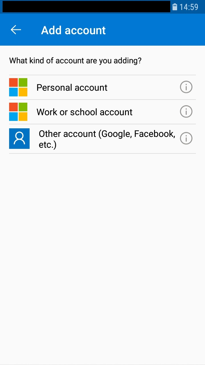 Work or school account in the list